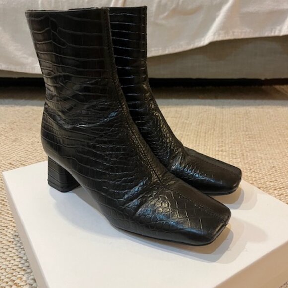 Vince Koren Black Croc leather ankle boots - size US 8 (EU38) - Picture 1 of 6